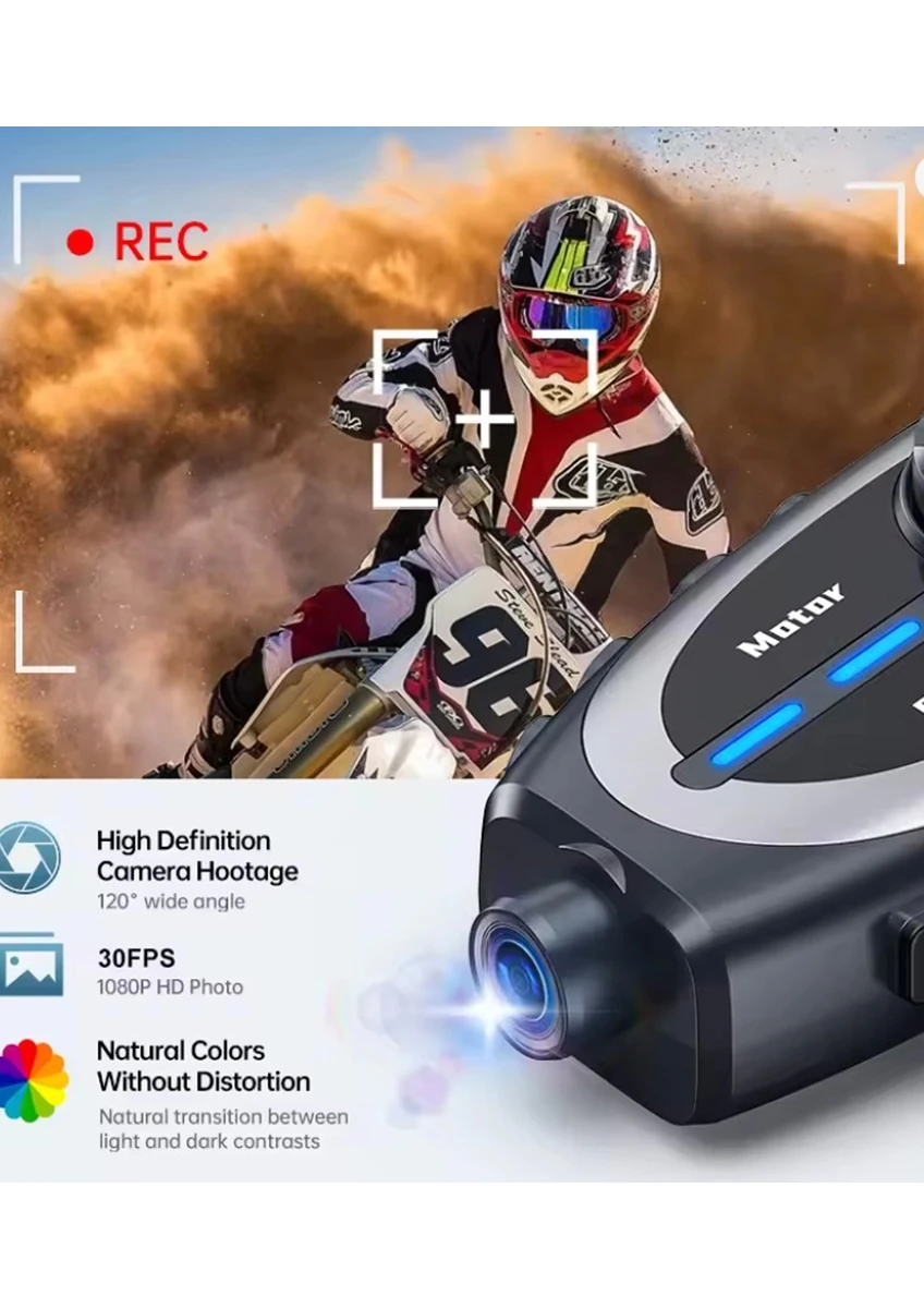 Bilişim Burada Interkom Kameralı Q29 1080p Video Kayıt 5-4 Bluetooth Ai Asistan Özellikli Motorcu Kulaklık
